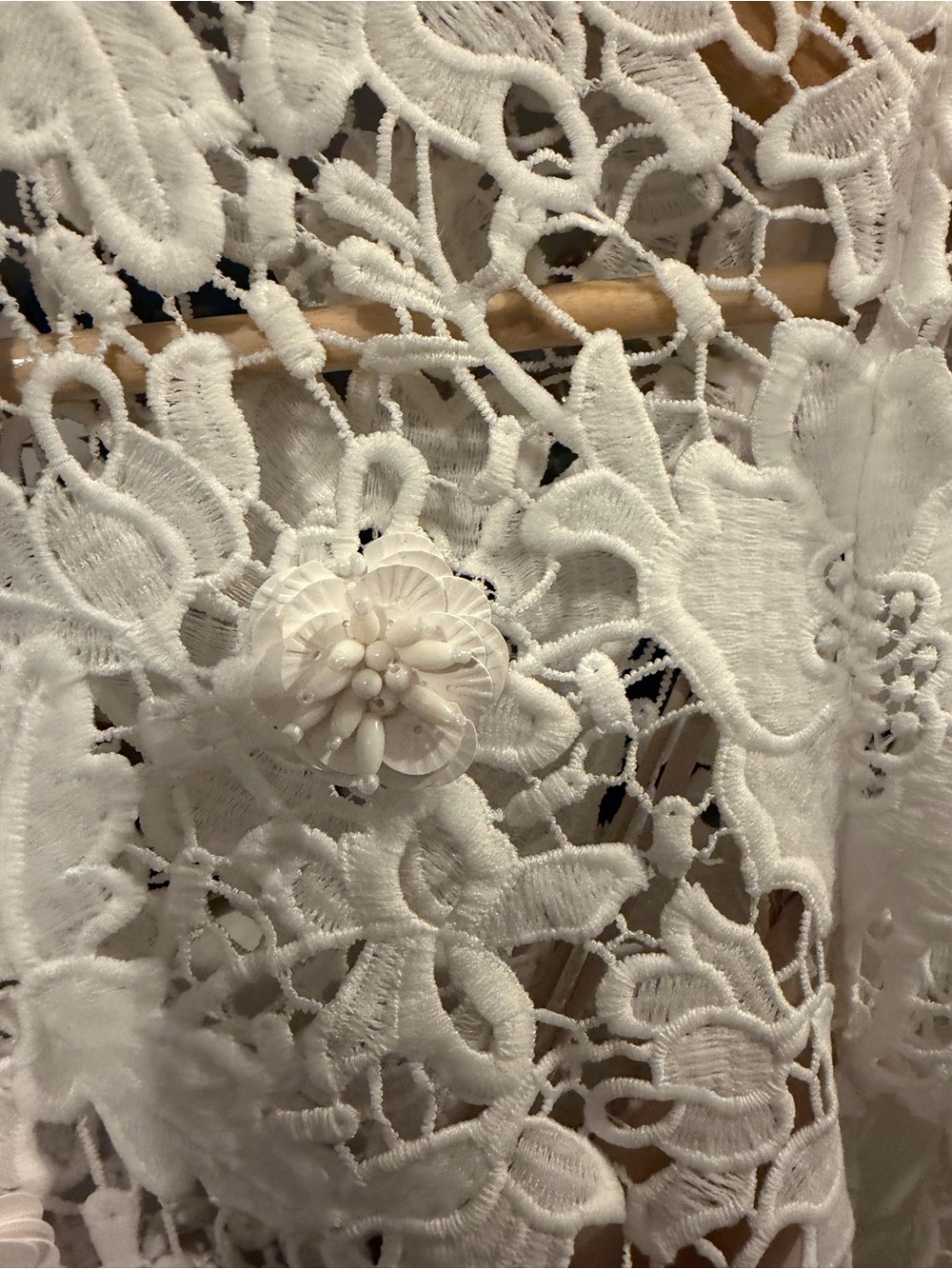 L'Academie Delphine White Floral Lace High-Neck Mini Dress - Picture 5 of 12